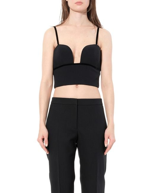 McQueen Black Leaf Crepe Top