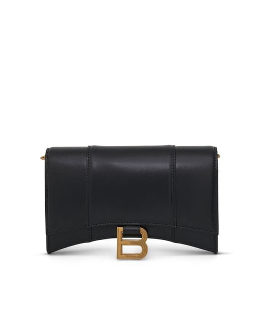 Balenciaga Hourglass Wallet On Chain In Black Smooth Leather Lyst