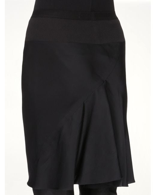 Rick Owens Black Short Bias Skirt, 100% Cotton