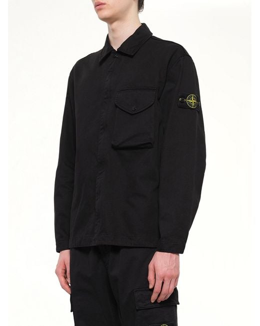 Stone Island Black 1200001 Dense Cotton Twill Shirt for men