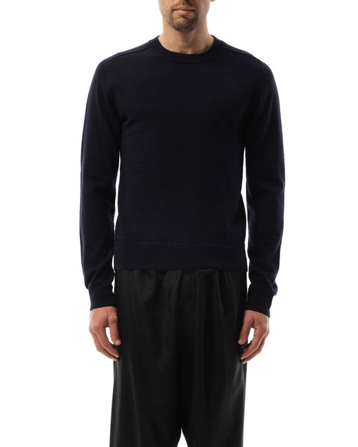 Maison Margiela Black Wool Crewneck Sweater, Long Sleeves, 100% Wool, Size: Medium for men