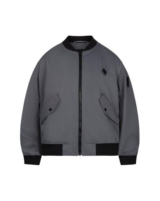 A_COLD_WALL* Gray Cinch Bomber Jacket, Long Sleeves, Slate, 100% Cotton, Size: Medium for men