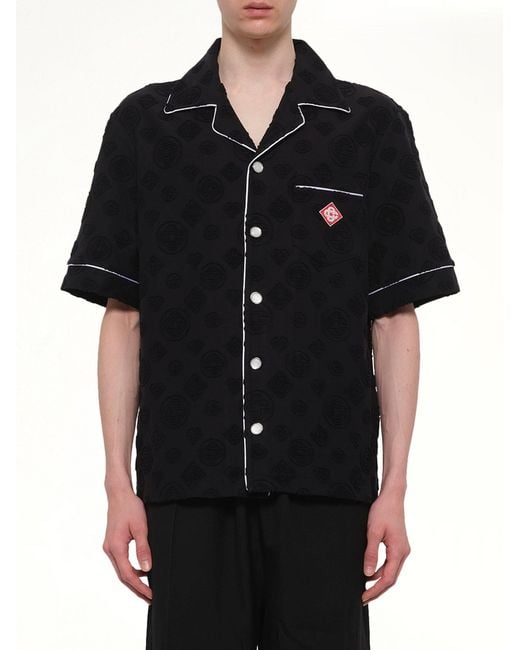 Casablanca Black Towelling Monogram Shirt for men