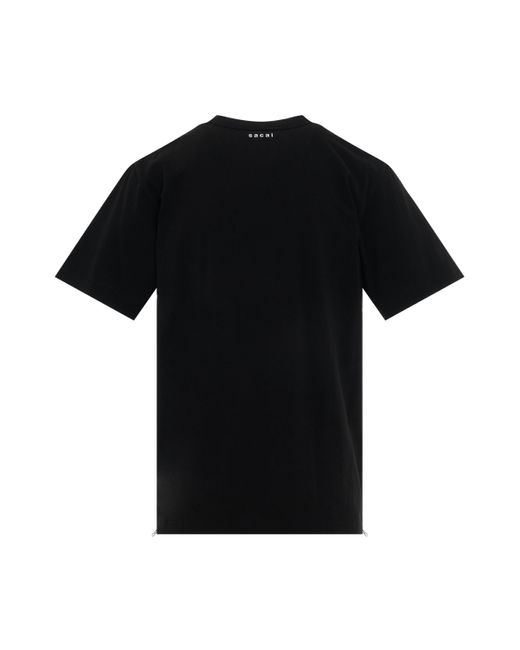 Sacai Black Cotton Side Zip T-Shirt, Short Sleeves, , 100% Cotton for men