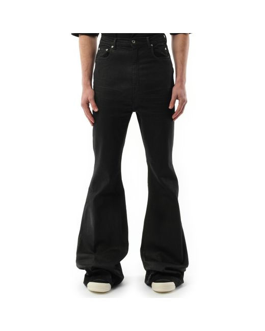 Rick Owens Black Bias Bootcut Denim Pants, Wax, 100% Cotton for men