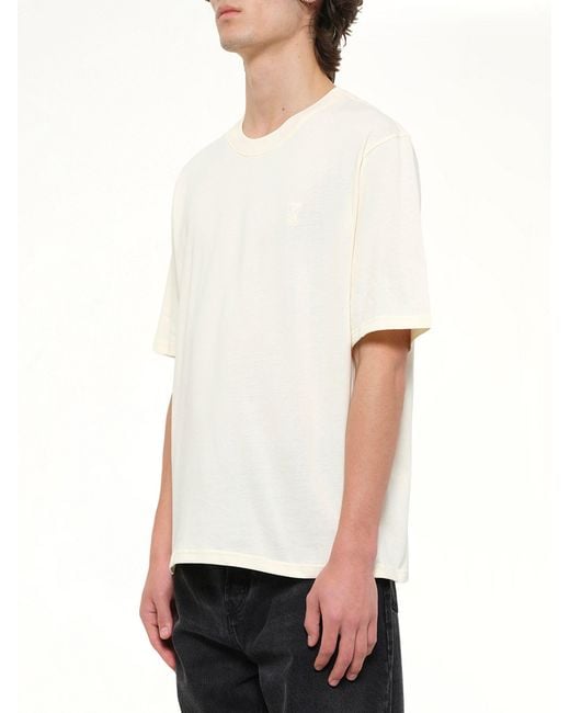 AMI White Small Embossed Adc T-Shirt for men
