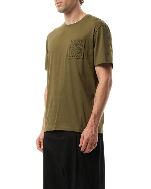Loewe Green Relaxed Anagram T-Shirt, Short Sleeves, 100% Cotton, Size: Medium for men
