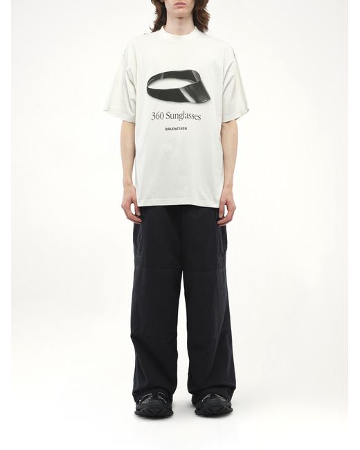 【BALENCIAGA】ダーティーエフェクト360 Sunglasses Tシャツ Men's 360 Sunglasses T-shirt Medium Fit in Dirty White