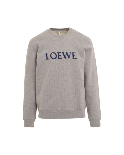 Loewe Gray Embroidered Logo Cotton Sweatshirt, , 100% Cotton, Size: Medium for men