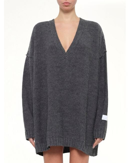MM6 by Maison Margiela Gray V-Neck Sweater
