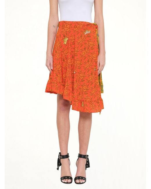 Loewe Orange X Paula Wrap Skirt