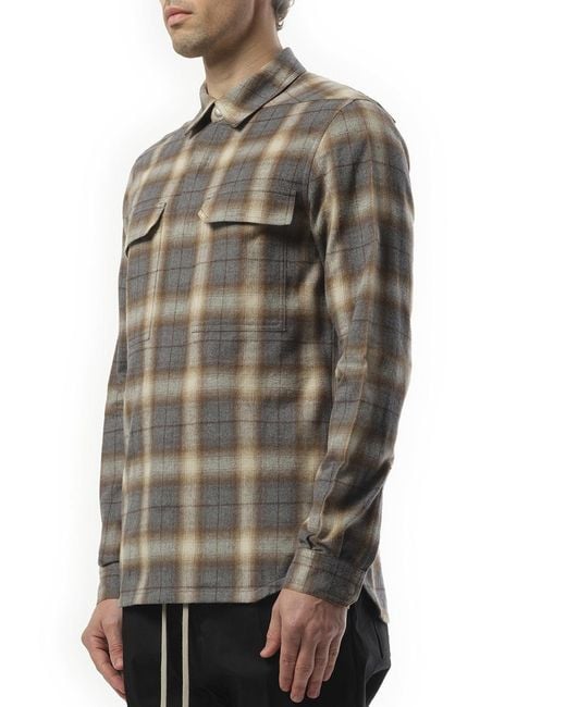 Rick Owens Gray Outershirt, Long Sleeves, 100% Cotton for men