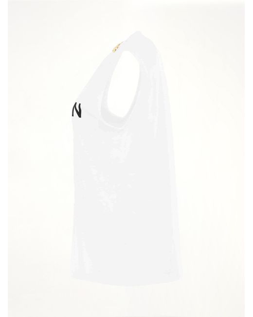 Balmain White 3 Buttons Logo Tank Top, Round Neck, 100% Cotton
