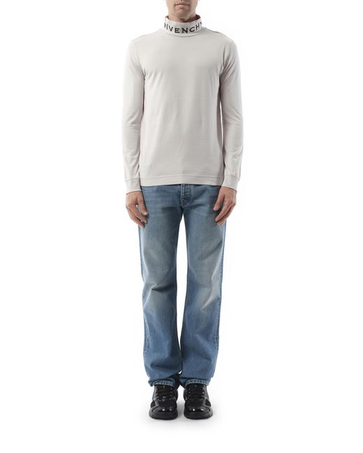 Givenchy Gray Faded Logo Dyed Long Sleeve T-Shirt, 100% Cotton for men