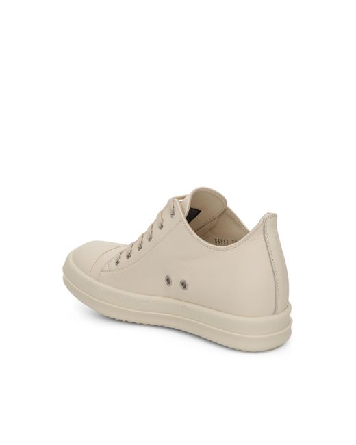 Rick Owens Natural Strobe Low Top Leather Sneakers, , 100% Leather