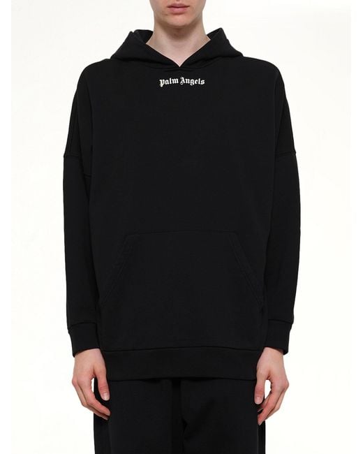 Palm Angels Black Classic Logo Over Hoodie for men