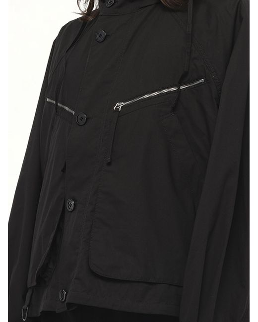 Lemaire Parachute Blouson Bomber Jacket, 100% Cotton in Black for
