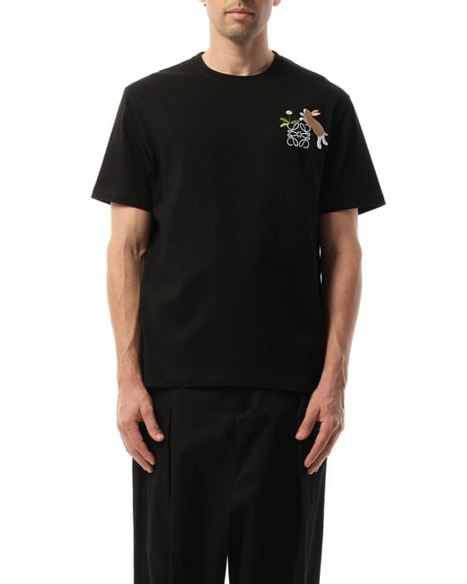 Loewe Black Suna Fujita Anagram Bunny T-Shirt for men