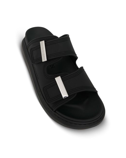Alexander McQueen Black Oversized Double Strap Sandals, /, 100% Rubber