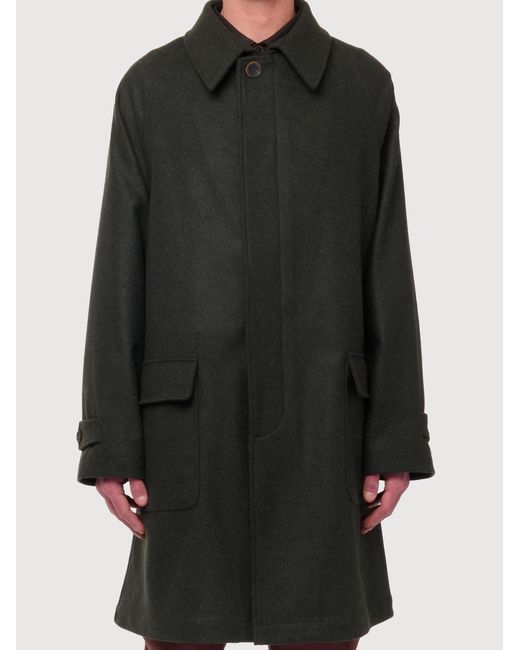RANRA Black Traverse Wool Coat for men