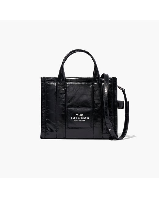 Marc Jacobs Leather The Shiny Crinkle Small Tote in Black | Lyst