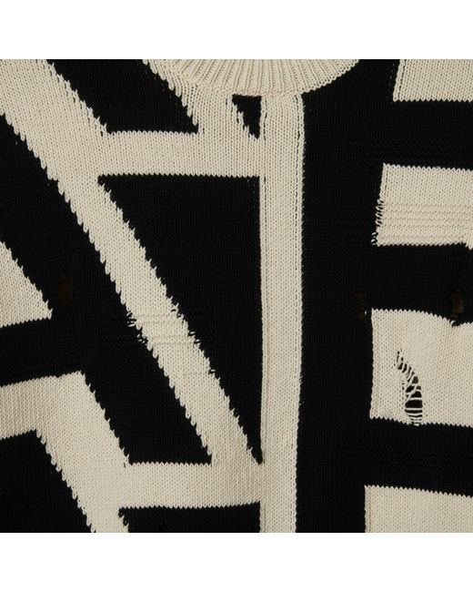 Marc Jacobs Blue Distressed Monogram Oversize Sweater