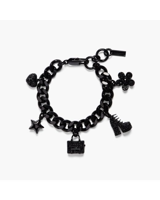 Marc Jacobs Black The Pave Mini Icon Charm Bracelet