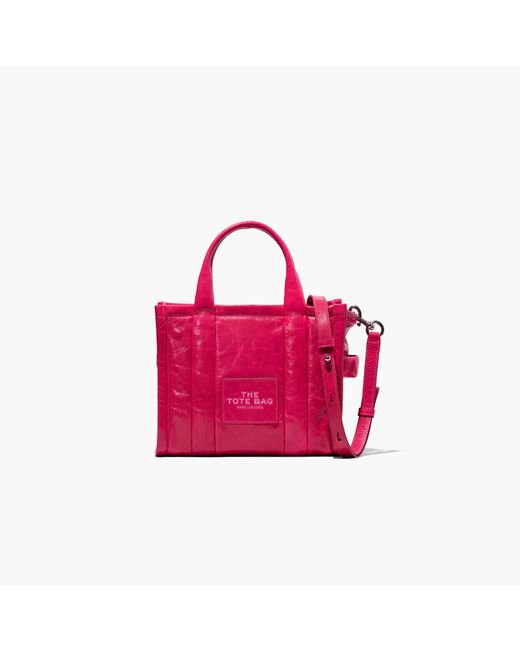 Marc Jacobs Leather The Shiny Crinkle Mini Tote in Magenta (Pink) | Lyst
