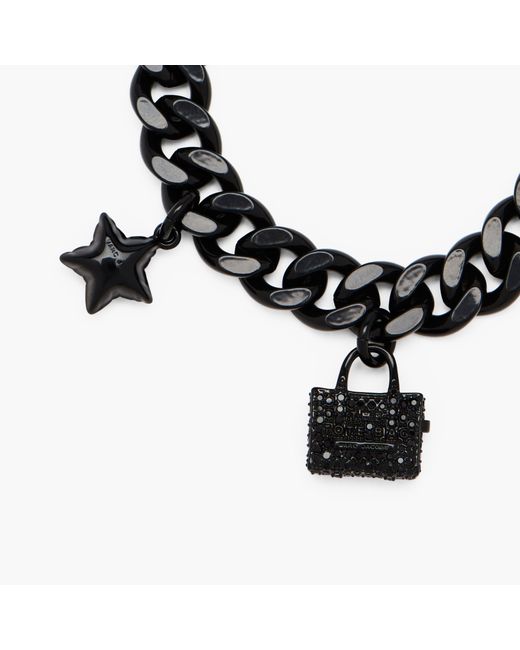 Marc Jacobs Black The Pave Mini Icon Charm Bracelet