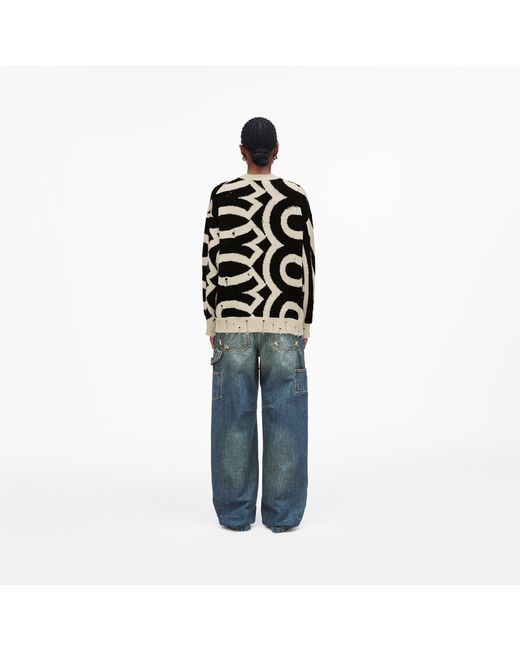 Marc Jacobs Blue Distressed Monogram Oversize Sweater