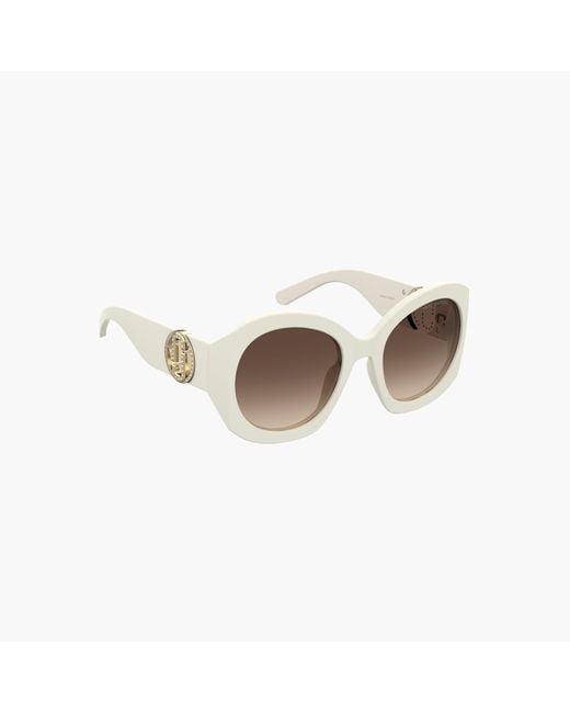 Marc Jacobs White The Crystal J Marc Oversized Sunglasses