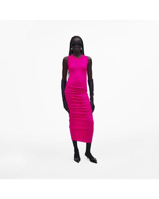 Marc Jacobs Pink Fine Ribbed Merino Twisted Dress