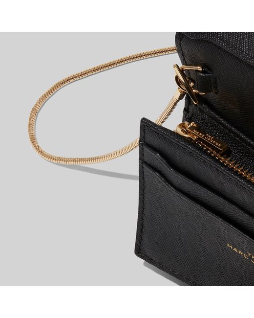 Marc Jacobs Black Leather Crossbody Gold Details Mini Card Holders