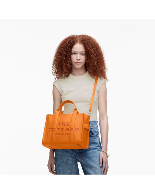 Marc Jacobs Orange The Leather Medium Tote Bag