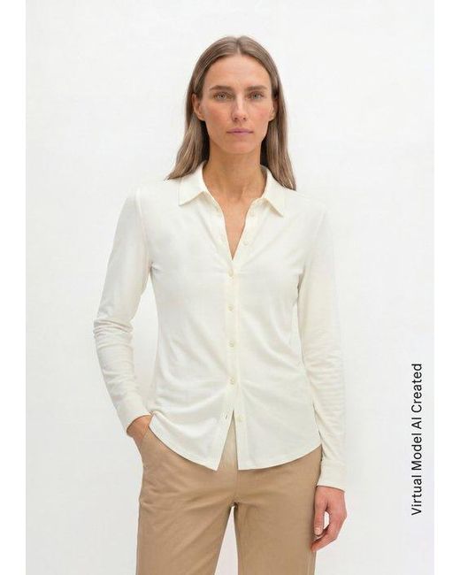 Marc O' Polo Regular Jersey Blouse in het White