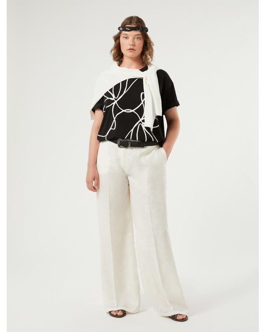 T-Shirt En Jersey De Coton Imprimé Marina Rinaldi en coloris Black