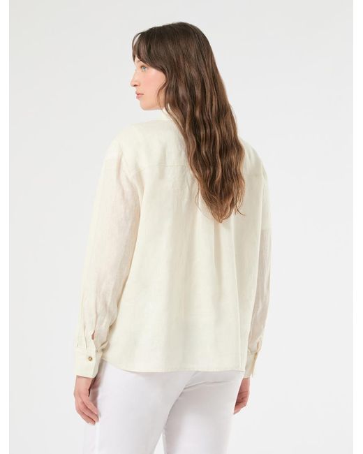 Marina Rinaldi White Hemdbluse Aus Leinen