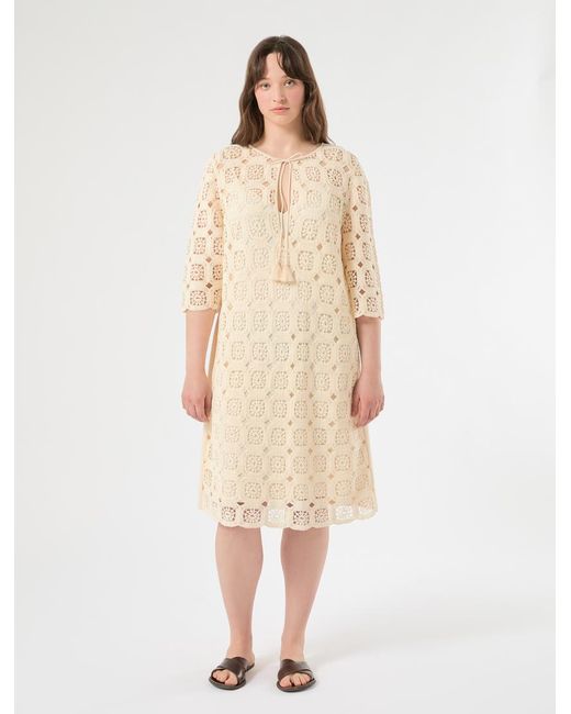 Mini Robe En Crochet Et Jersey Marina Rinaldi en coloris Natural