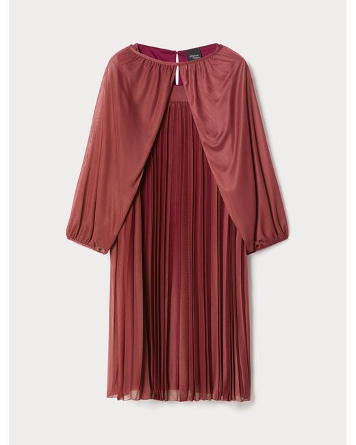 Marina Rinaldi Red Kleid Aus Plissee-Jersey Mit Schultertuch