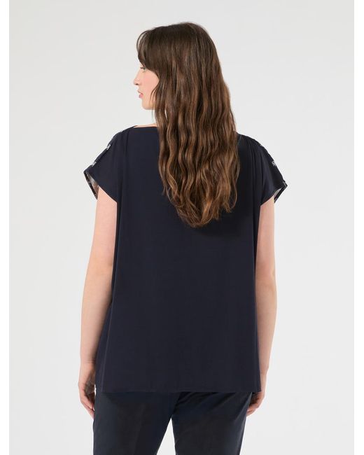Marina Rinaldi Blue Tunika Aus Bedrucktem Satin Und Jersey