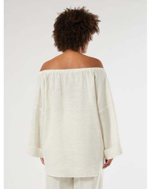 Chemisier En Pur Lin Marina Rinaldi en coloris White