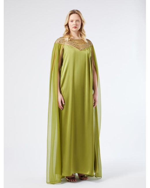 Marina Rinaldi Green Besticktes Kleid Aus Satin Und Chiffon