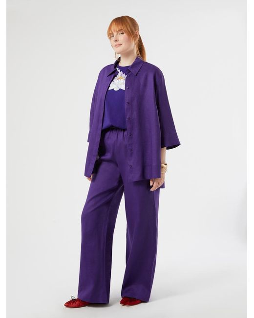 Pantalon En Toile De Lin Marina Rinaldi en coloris Purple