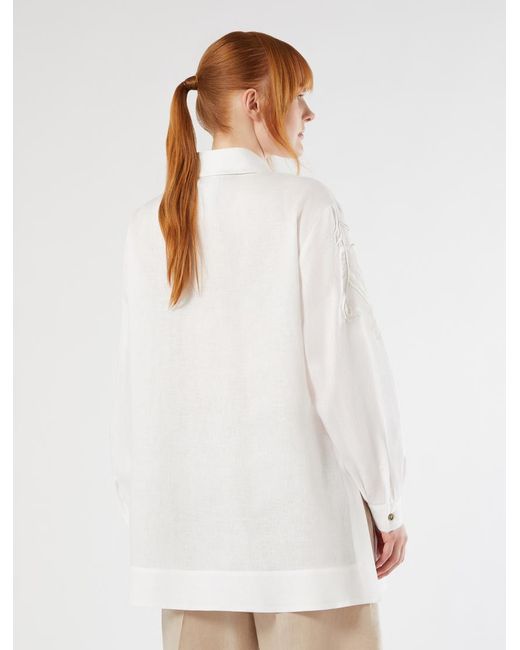 Tunique En Toile De Lin Avec Broderie Marina Rinaldi en coloris White