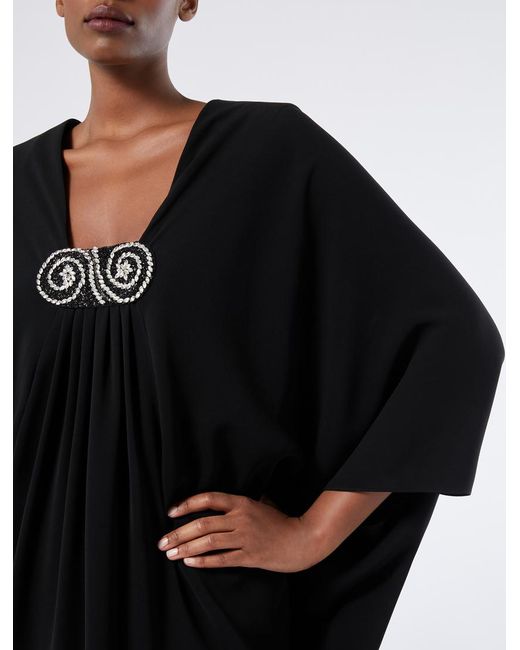 Marina Rinaldi Black Besticktes Kleid Aus Krepp-Cady
