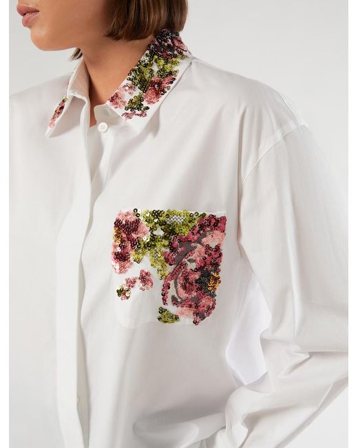 Chemisier En Popeline Avec Broderie Marina Rinaldi en coloris White