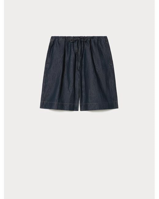 Bermuda En Toile Denim De Coton Et Lin Marina Rinaldi en coloris Black