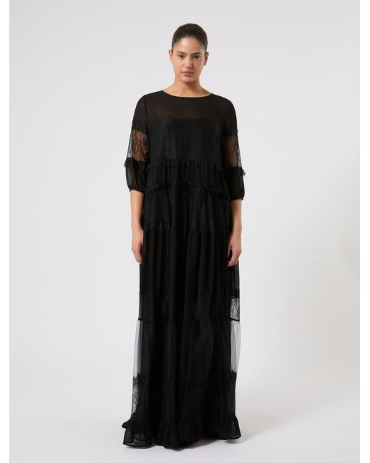 Marina Rinaldi Black Kleid Aus Georgette Und Spitze