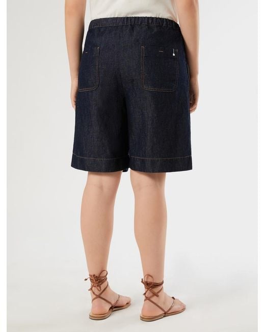 Bermuda En Toile Denim De Coton Et Lin Marina Rinaldi en coloris Black