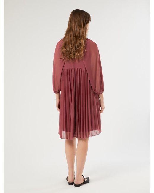 Marina Rinaldi Red Kleid Aus Plissee-Jersey Mit Schultertuch